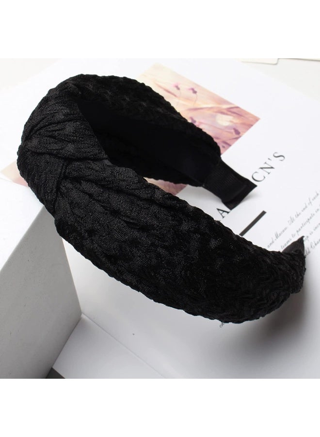 ChicAbode 3PK الأسود عقدة Headbands للنساء العصابات الشعر واسعة الدانتيل البني عدم الانزلاق موضة الشعر هوب الصلبة هيرباند للفتيات إكسسوارات الشعر - Image 5